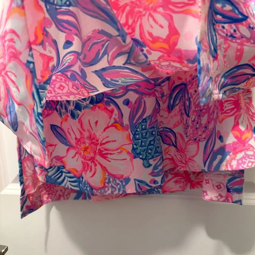 Lilly Pulitzer Kipton one shoulder romper Pink Isle Snappy Turtle size 2